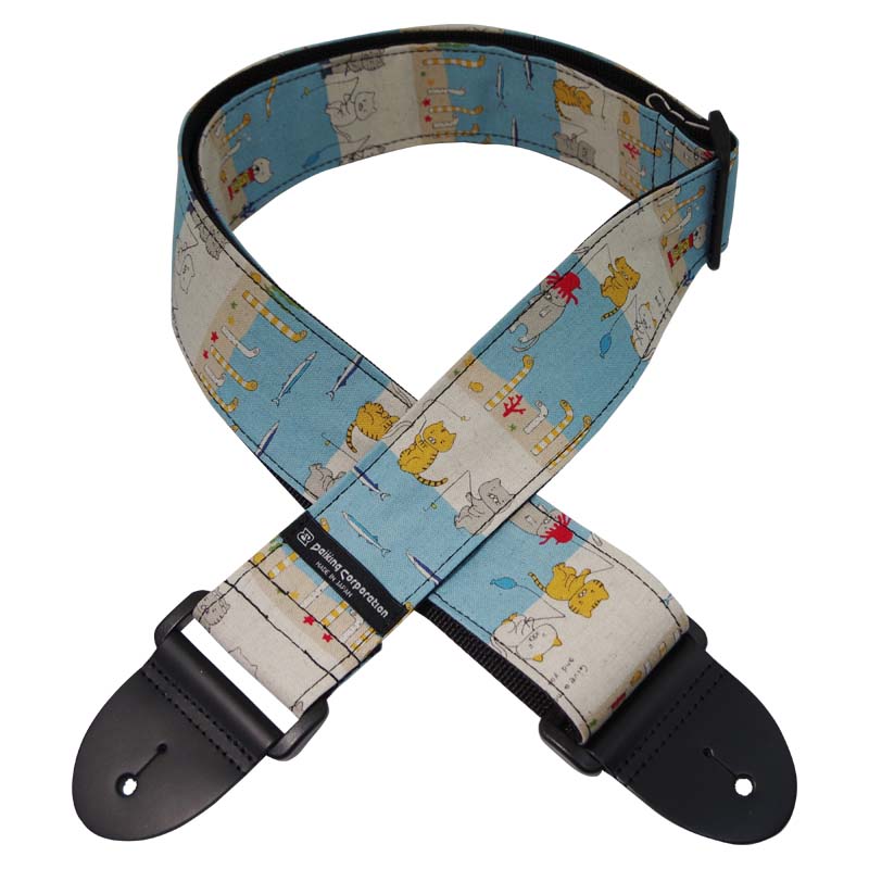 樂天商城 - Daiking ギターストラップ ちんあなごと猫柄 猫柄 日本製 エレキギター ベース対応 猫好き おしゃれ 個性的 ギターアクセサリー