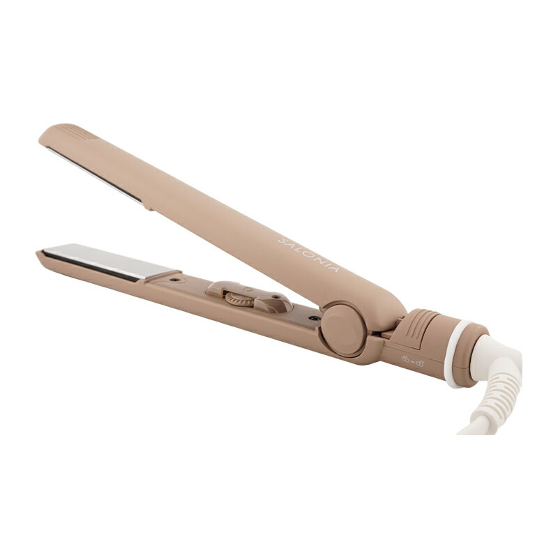 Rakuten - SALONIA サロニア ストレートアイロン ヘアアイロン 24mm 専用耐熱ポーチ付き ベージュ色 [ギフトラッピング対応]