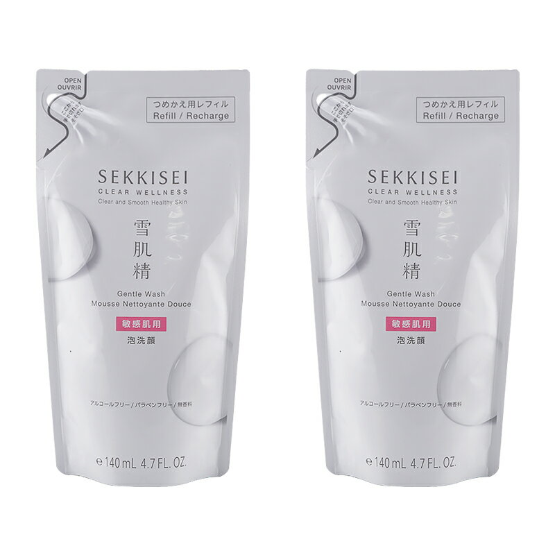 [2個セット]雪肌精 クリアウェルネス ジェントル ウォッシュ つめかえ用 140mL 無香料 洗顔料 泡洗顔フォーム 詰め替え用 レフィル[ギフトラッピング対応]
