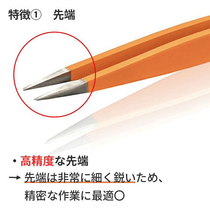 Daikitool 楽天市場店のRUBIS オレンジグリップピンセット 1-GRIP｜アングル3