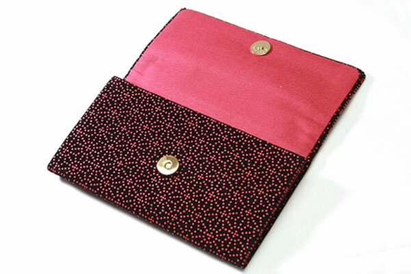 【ポイント最大47倍☆楽天スーパーSALE】数珠袋 念珠袋 印伝調二つ折型 麻の葉柄（黒 赤 1D） 数珠入 念珠入 【クリックポスト配送のみ：送料無料】k12014