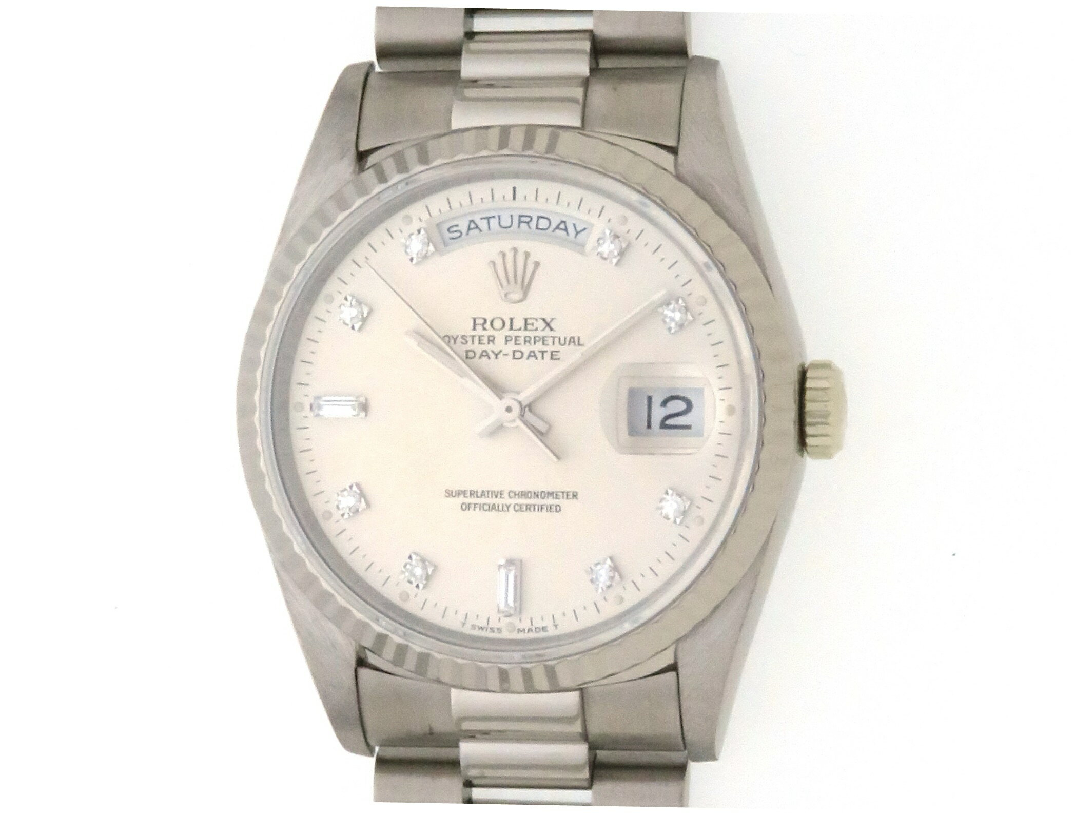 1993年並行 ROLEX ロレックス デイデイト 118239A　シルバー文字盤 　WG　メンズ 自動巻き 【437】 【中古】【大黒屋】