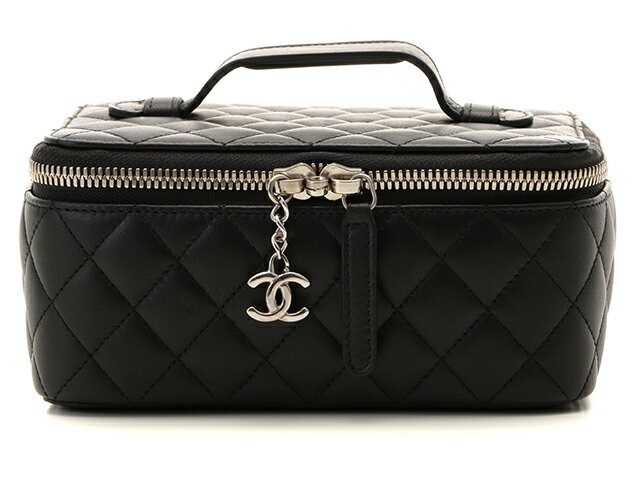 CHANEL シャネル　小物　ジュエリーボックス　ブラック　シルバー金具　ラムスキン　時計ケース付き　【430】 2148103227851 【中古】【大黒屋】