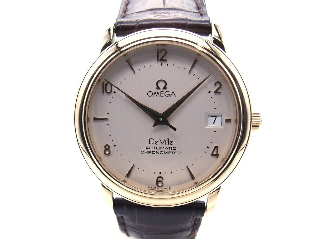 OMEGA　オメガ　時計　デ・ビル　自動巻き　YG　革　白文字盤　男性用　【432】 【中古】【大黒屋】