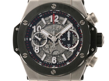 HUBLOT ウブロ ビッグバン・ウニコ・チタニウム 411.NM.1170.RX オートマチック チタン/セラミック/ラバー スケルトン クロノグラフ 100m防水 TM2【472】 【中古】【大黒屋】