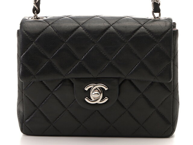 CHANEL シャネル ミニマトラッセ チェーンショルダー ミニフラップバッグ ラムスキン ノワール（ブラック） シルバー金具 【474】 【中古】【大黒屋】のサムネイル