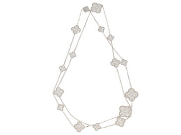 Van Cleef&Arpels ヴァンクリーフ マジックアルハンブラロング ネックレス 貴金属 宝石 ホワイトゴールド パウ゛ェダイヤ ダイヤモンド 84.9g【432】2143200382571 【中古】【大黒屋】