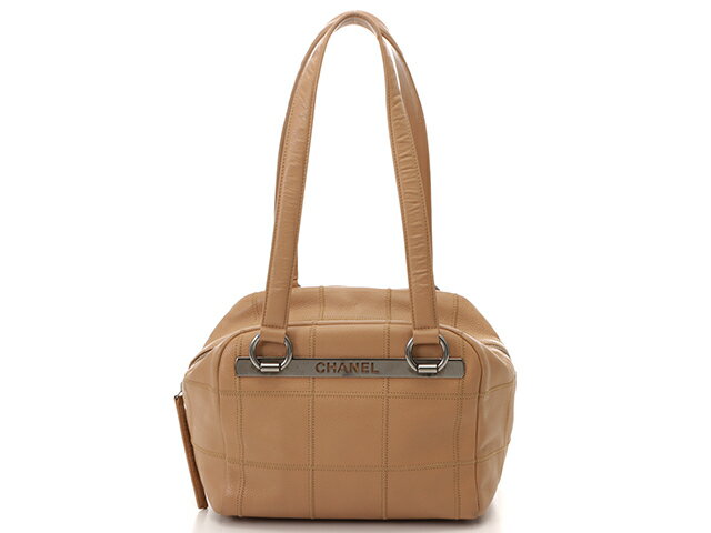 CHANEL　チョコバー　ミニボストンバッグ　ベージュ／SV　キャビア【432】 2148103272097【中古】【大黒屋】のサムネイル