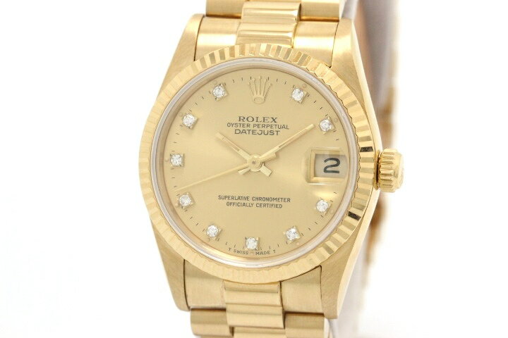 E番 ROLEX ロレックス デイトジャスト 68278G YG イエローゴールド シャンパン10P ボーイズ 【460】 【中古】【大黒屋】