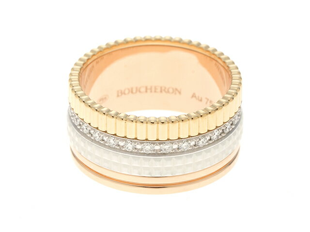 BOUCHERON ブシュロン キャトルリング ラージ 4カラー ダイヤモンド D0.49 K18YG PG セラミック 14.0g 62号 【471】 【中古】【大黒屋】