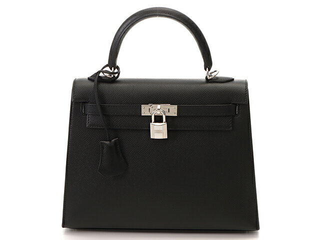 HERMES　エルメス　ケリー25　ブラック　シルバー金具　SV　【430】2148103296239 【中古】【大黒屋】