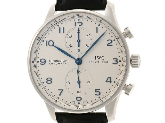 IWC 時計 ポルトギーゼ IW371417　自動巻き　シルバー文字盤　クロノグラフ機能　SS/革　 ...