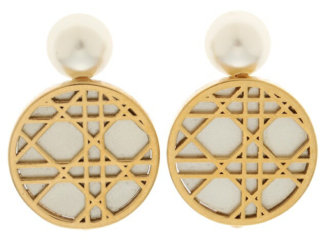 DIOR　ディオール　カナージュ　パールイヤリング　ゴールド　ゴールドメッキ【472】RKT 【中古】【大黒屋】のサムネイル
