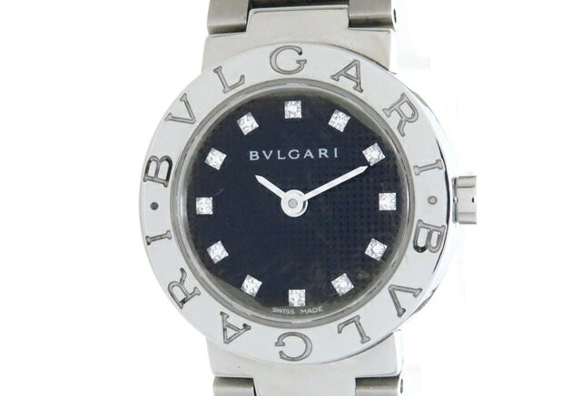 BVLGARI　ブルガリ　時計　ブルガリブルガリ　BB23SS　ステンレススチール　ブラック文字盤　12Pダイヤ　【205】 【中古】【大黒屋】
