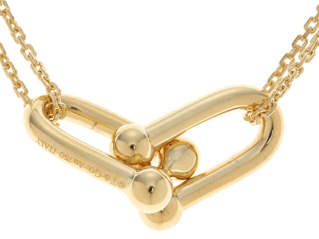 TIFFANY＆CO　ティファニー　ダブルリンクネックレス　ペンダント　18K　YG　イエローゴールド　750　ハードウェア　レディース　チェーンネックレス【472】HF 【中古】【大黒屋】のサムネイル