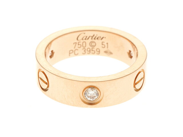 Cartier　カルティエ　ラブリングハーフダイヤモンド　ピンクゴールド　51号　B4087500　 ...