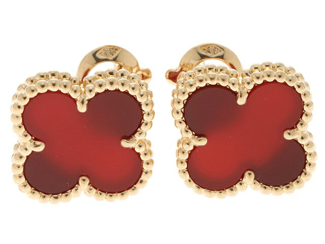 Van Cleef＆Arpels　ヴァンクリーフアーペル　ヴィンテージアルハンブラピアス/イエローゴールド/カーネリアン/7.5g　VCARD40400【472】RK 【中古】【大黒屋】のサムネイル