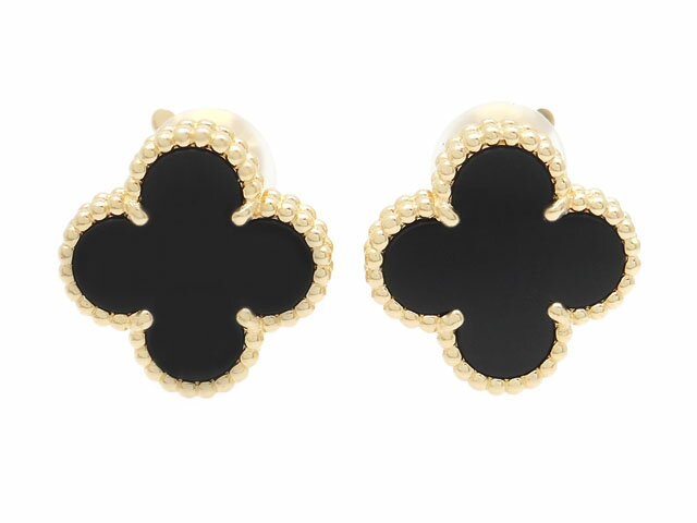 Van Cleef & Arpels　ヴァンクリーフ＆アーペル　貴金属・宝石　ヴィンテージアルハンブラ　イヤリング　ピアス　YG　イエローゴールド　オニキス　7.5g　VCARA44200　2143800146078　【200】 【中古】【大黒屋】のサムネイル