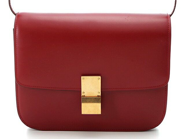 CELINE セリーヌ クラシックボックス ショルダーバッグ レッド カーフ【472】2148103375200 【中古】【大黒屋】のサムネイル