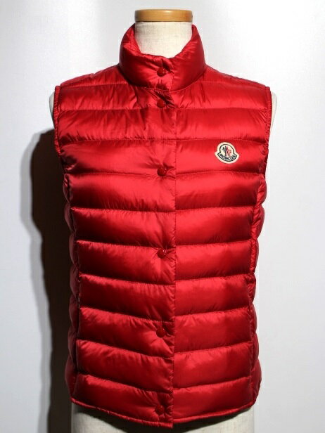 MONCLER モンクレール ライトダウン ダウンベスト LIANE レディース0 レッド ダウン ナイロン （2148103386121）【200】 【中古】【大黒屋】