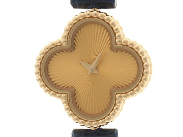 Van Cleef & Arpels　ヴァンクリーフ＆アーペル　VCAR08WT00　スウィート アルハンブラ ウォッチ　K18YG 革ベルト　クオーツ レディース 時計 【460】2148103347603 【中古】【大黒屋】のサムネイル