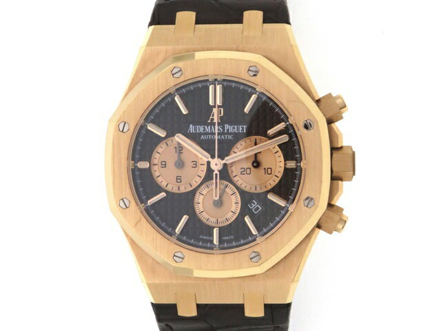 AUDEMARS PIGUET オーデマ・ピゲ　ロイヤルオーク クロノグラフ　26331OR.OO.D821CR.01　PG/レザー　ブラウン/ピングゴールドカラー文字盤　メンズ　自動巻き　50m防水　【432】 【中古】【大黒屋】