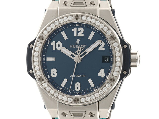 HUBLOT　ウブロ　ビッグバン　ワンクリック　スティール　ブルー　ダイヤモンド　465.SX.7170.LR　ブルー文字盤　2148103223792　【200】 【中古】【大黒屋】