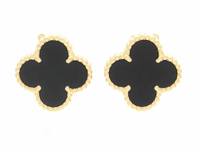 Van Cleef & Arpels　ヴァンクリーフ＆アーペル　貴金属・宝石　ヴィンテージアルハンブラ　ピアス　YG　イエローゴールド　オニキス　7.5g　VCARA44200　2148103408120　【200】 【中古】【大黒屋】のサムネイル
