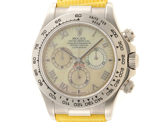 ［P番］［2001年並行］ROLEX　ロレックス　時計　デイトナ ビーチ　116519　自動巻き　メンズ　イエローシェル　ホワイトゴールド/革　WG/革　2146000292330　【430】 【中古】【大黒屋】