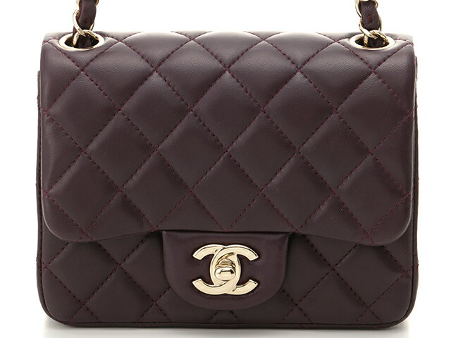 CHANEL　シャネル　ミニマトラッセ　チェーンショルダーバッグ　ラムスキン　ダークパープル　ゴールド金具　【431】2148103429576 【中古】【大黒屋】のサムネイル