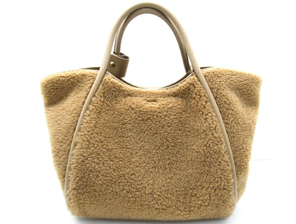 Max Mara　マックス マーラ　テディ　2WAYトートバッグ　ブラウン　フェイクファー/レザー　14-51-63203　2143200429009　【460】 【中古】【大黒屋】のサムネイル