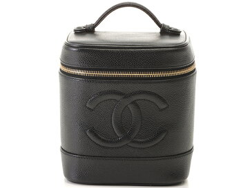 CHANEL シャネル 縦型バニティ ブラック/GP キャビアスキン【430】2148103439377 【中古】【大黒屋】