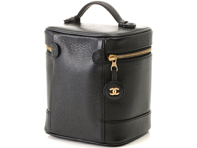 CHANEL シャネル 縦型バニティ ブラック/GP キャビアスキン【430】2148103439377 【中古】【大黒屋】