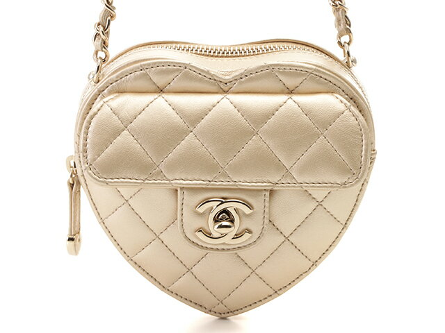 CHANEL　シャネル　マトラッセ　ハートチェーンショルダー　ゴールド/GP　ラム【430】2148103458149 【中古】【大黒屋】のサムネイル
