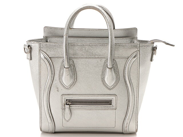 CELINE　セリーヌ　ハンドバッグ　ラゲージ　ナノショッパー　シルバー　レザー【472】SJ 【中古】【大黒屋】のサムネイル