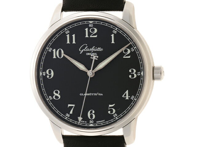 GLASHUTTE　グラスヒュッテオリジナル セネタ・エクセレンス　W13601030201　SS/革　自動巻き　ブラック【432】 【中古】【大黒屋】