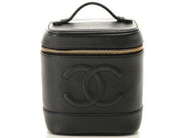 CHANEL　シャネル　縦型バニティ　キャビア　ブラック　ゴールド金具【431】　2148103472282 【中古】【大黒屋】