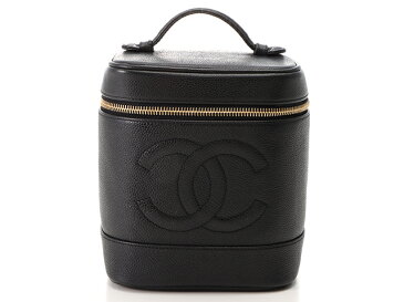 CHANEL　シャネル　縦型バニティ ブラック/GPキャビア【430】2148103476877 【中古】【大黒屋】