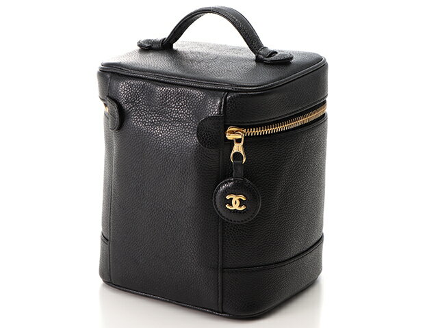 CHANEL　シャネル　縦型バニティ ブラック/GPキャビア【430】2148103476877 【中古】【大黒屋】