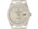 1994年並行　ROLEX　ロレックス　腕時計　デイデイト　18346A　ベゼルダイヤ 8Pラウンド/2Pバゲットダイヤモンド　プラチナ　自動巻き【472】SJ 【中古】【大黒屋】