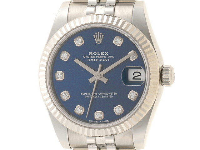 2020年9月 日本正規　ROLEX　ロレックス　時計　デイトジャスト　31mm　178274G　自動巻き　10Pダイヤ　ブルー文字盤　ボーイズ　WG/SS （2143000584090）【200】T 【中古】【大黒屋】