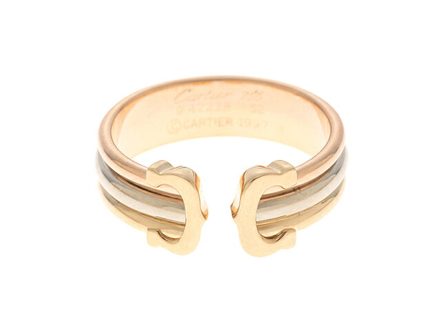 Cartier　 カルティエ　リング　2Cワイドリング　K18　3カラー　ホワイトゴールド×ピンクゴールド×イエローゴールド　PG×YG×WG　約5.0g　＃52号【430】2147200421377 【中古】【大黒屋】のサムネイル