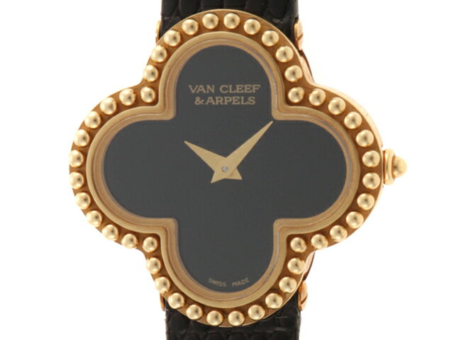 Van Cleef & Arpels　ヴァン クリーフ＆アーペル　腕時計　ヴィンテージアルハンブラ・スモール　VCARD21900　オニキス文字盤　18Kイエローゴールド　ブラックリザードストラップ　クォーツ【472】SJ 【中古】【大黒屋】のサムネイル