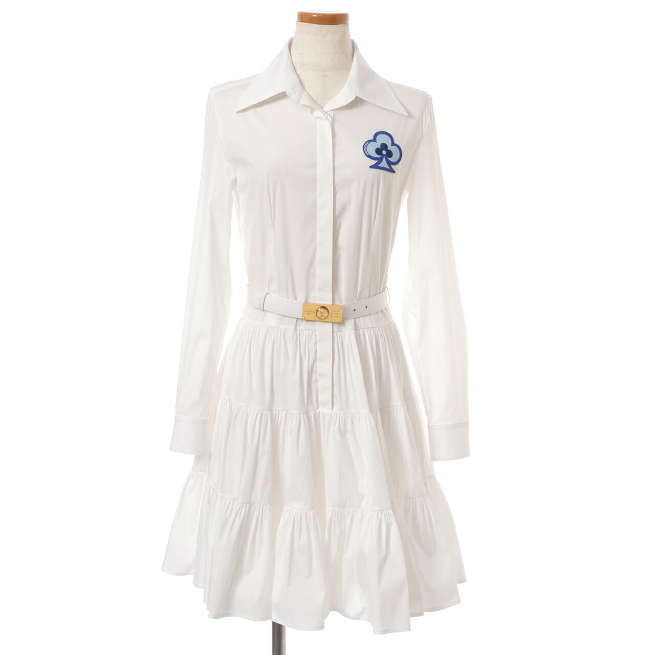 LOUIS VUITTON　ルイヴィトン　ワンピース　ゲームオン ティアードスカート シャツドレス　レディース 34　ホワイト　コットン　ベルト付　（2143000582522）　【200】 【中古】【大黒屋】のサムネイル