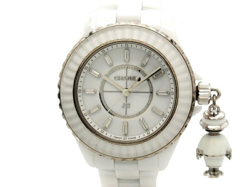 CHANEL　シャネル　時計　マドモアゼル　J12 ACTE II　H6478　クオーツ　セラミック　WG　ステンレス　12Pダイヤ　ホワイトサファイア　白文字盤　50M防水　女性用　【432】 【中古】【大黒屋】のサムネイル