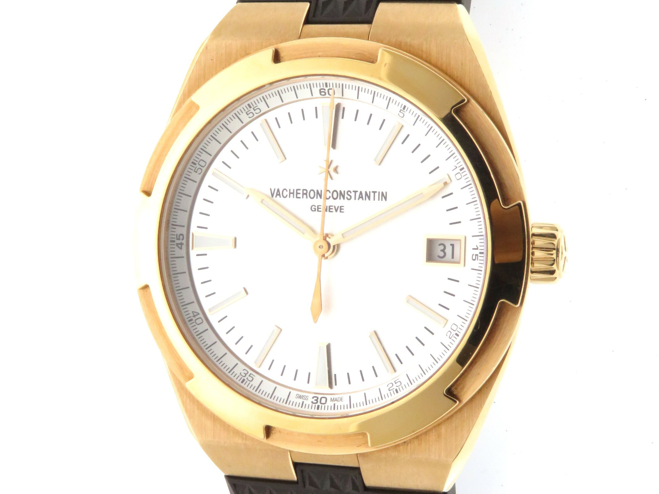 2020年8月正規保証書付き　VACHERON CONSTANTAN　ヴァシュロンコンスタンタン　オーヴァーシーズ　4500V/000R-B127　PG/ラバー　メンズ　自動巻き　シルバー文字盤　【430】2143700158577 【中古】【大黒屋】