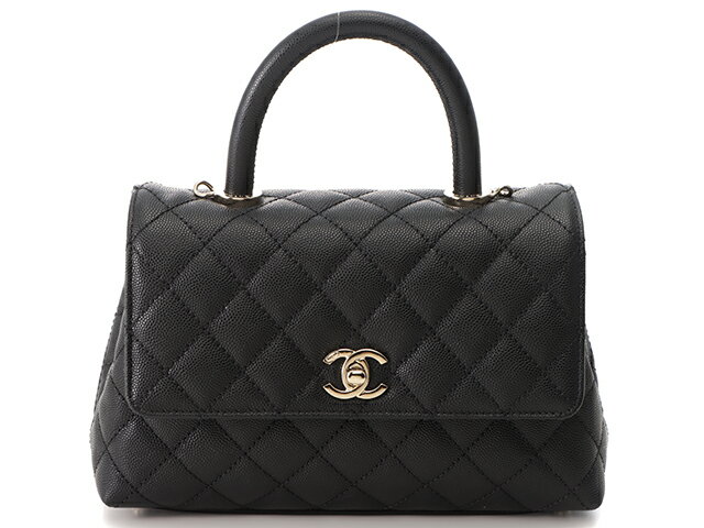 CHANEL 　シャネル 　2WAYショルダーバック　ココハンドル XS　ブラック 　キャビアスキン/ゴールド金具　A92990【472】AH 【中古】【大黒屋】のサムネイル