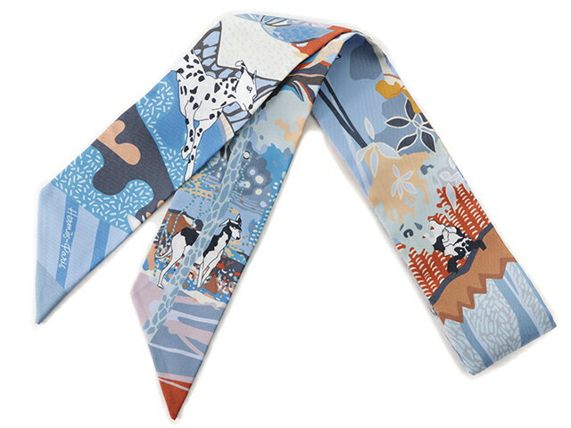 【送料無料】HERMES エルメス トゥイリー ツイリー シルク 自由に EN LIBERTE ブルー/ローズ/ブラウン 2023SS【434】 【中古】【大黒屋】のサムネイル