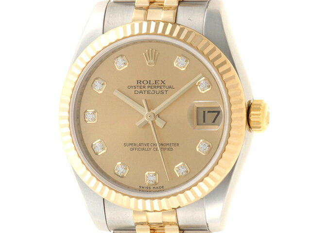 M番　ROLEX　ロレックス　デイトジャスト/YG/SS　178273G　シャンパン　10Pダイヤ　女性　自動巻【432】2147400225003 【中古】【大黒屋】