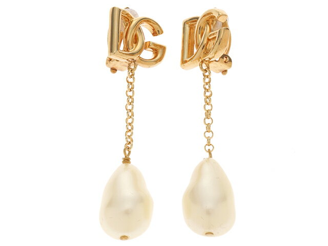 DOLCE&GABBANA　ドルチェ＆ガッバーナ　ドロップイヤリング　パール＆DGロゴ　パール/GP　WEP2P2W1111ZOO00【431】 【中古】【大黒屋】のサムネイル